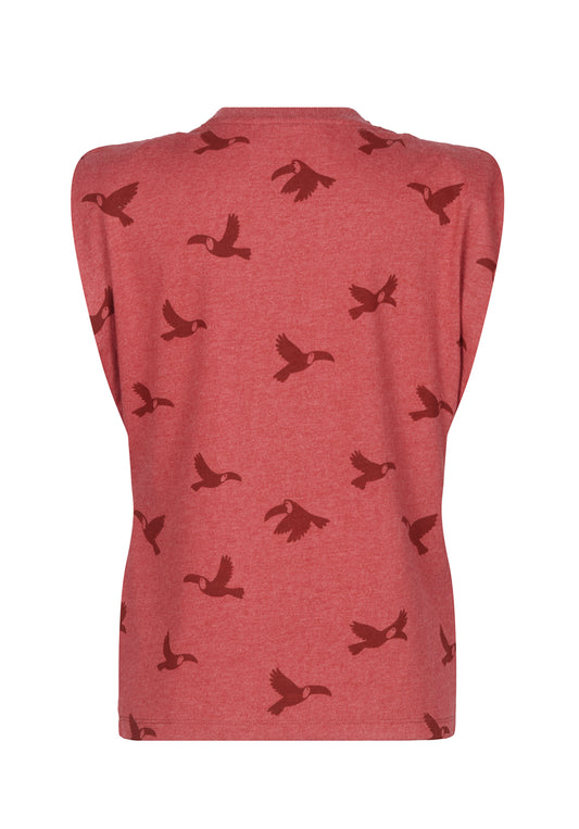 Breakup - Ruby Red Melange Allover Birds