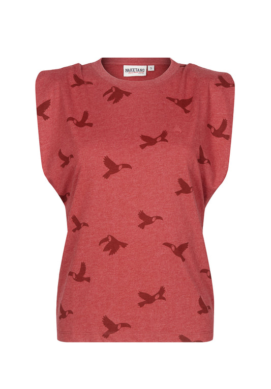 Breakup - Ruby Red Melange Allover Birds